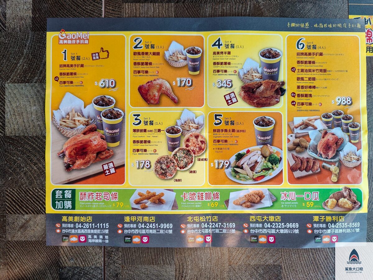 【台中美食】Gaomei 高美脆皮手扒雞，高美濕地旁唯一餐廳，台中清水美食推薦 (菜單) @鯊魚大口咬